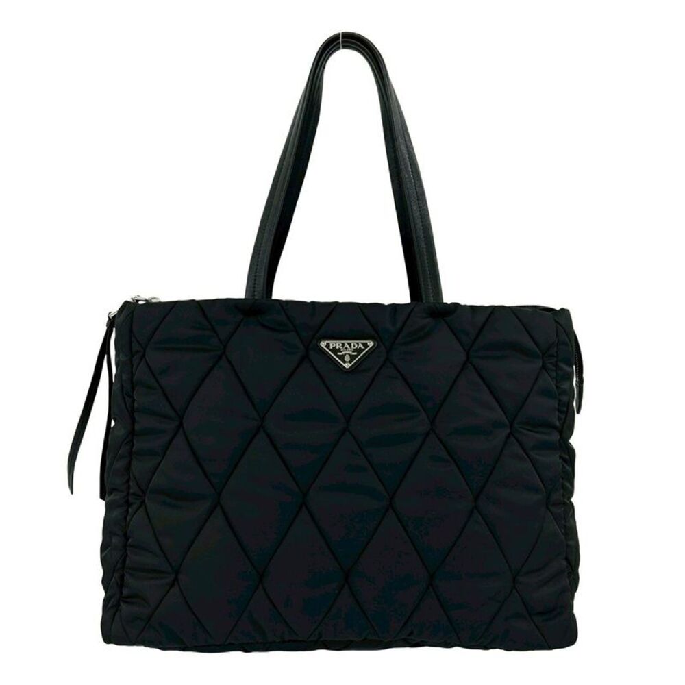 Prada Nylon Leather Tote Bag